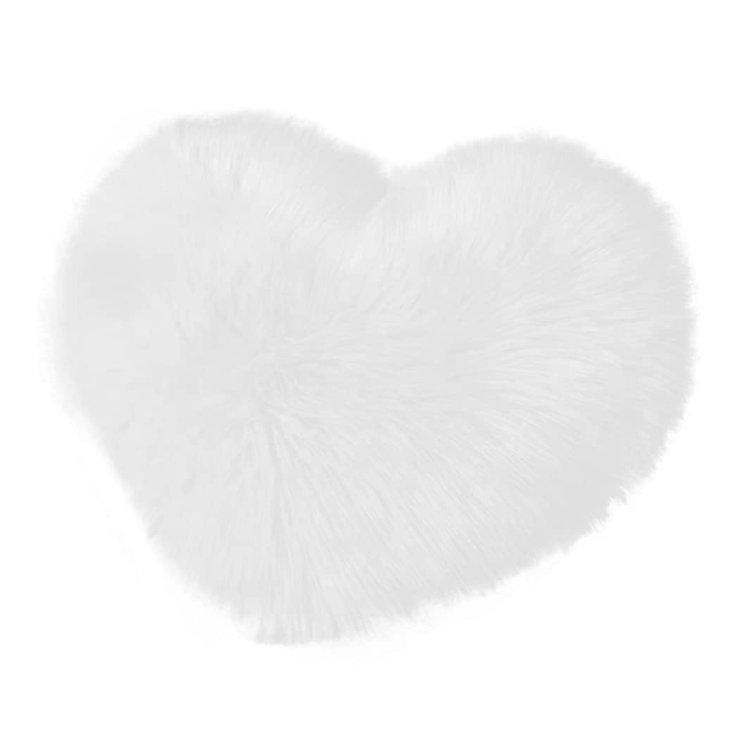 CAKEEYUM Plush Cushion Cover Heart Shaped Artificial Wool Pillow Protectors White 50x40cm (No Inserts) Plush Cushion Cover, Artificial Wool Pillow, Decorative Protectors, Heart Shaped Pillowca