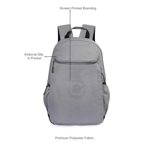 Image of United Colors of Benetton Quirky 19L Laptop Backpack, Minimalist & Water-Resistant, Fits 14-inch Laptops, for College, Office & Everyday