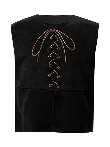 Kids Unisex Medieval Pirate Vest Boys Girls Halloween Party Lace-up Renaissance Gothic Steampunk Waistcoat - Main Image