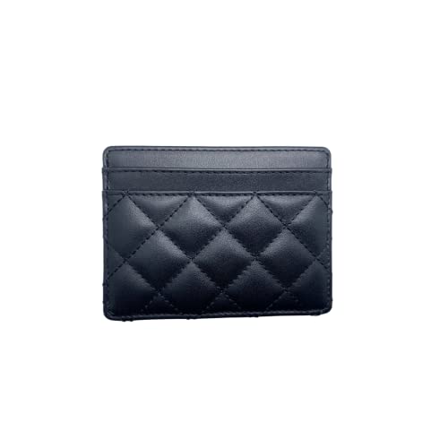 Slim Quilted Leather Card Holder Wallet With Rfid Blocking #TOP1