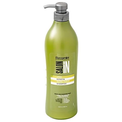 Recamier SalonIn Pro Keratin Ultra Force Shampoo For Damaged Hair Bad Habits | Champu Cabello Muy Maltratado 33.8 Ounces 1000 Mililiter Cover
