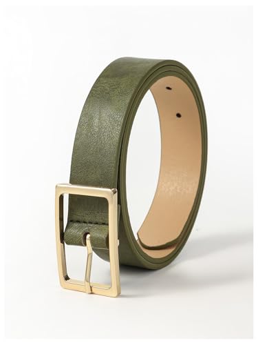 SHENHE Women's PU Leather Belt Gold Pin Buckle Rectangular Adjustable Elegant Belt2