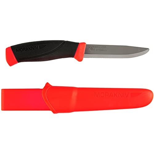 Mora couteau coupe-ceinture 11828 outil de secours avec lame fixe inox et manche grip