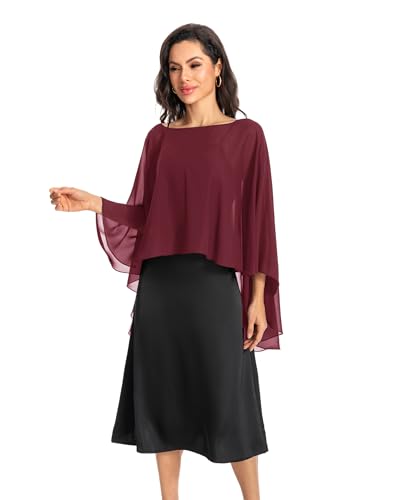 Image of Baoqiya Chiffon Capes Sheer Capelets Long Cape Poncho For Women Plus Size