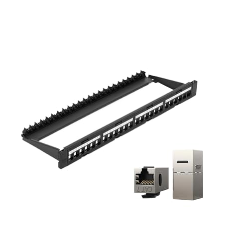 Panneau de brassage UTP 24 ports avec coupleurs STP Cat7 pour baie reseau 19 pouces
