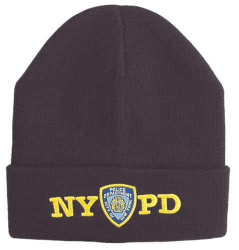 NYPD Torkia - Official Licensed Beanie Winter Hat (Black, Fold)