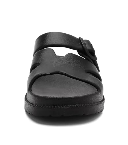 Women's Flat Sandals with Arch Support, Summer Beach Slides Adjustable Buckle, Comfort Lightweight Cushion Slip on H-Strap Sandal4