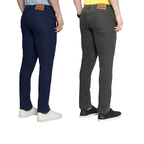 Image of DAIS Men's Stretchable Slim Fit Mid Rise Jeans, Pack of 2, (Combo of 2 Jeans)