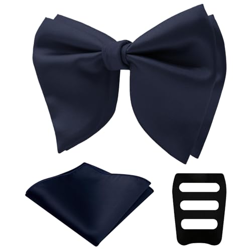 Image of Mens Bow Tie Pre Tied Oversized Bow Ties for Men Satin Bowties for Tuxedo Wedding Party Banquet