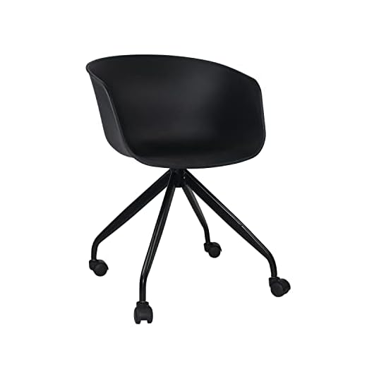 THINIA HOME - Silla de Escritorio Ergonómica New Age, Silla de Oficina, con Ruedas, Giratoria 360º, Acolchada, Tapizada en Tela, con Reposabrazos, Diseño Moderno, Color Negro