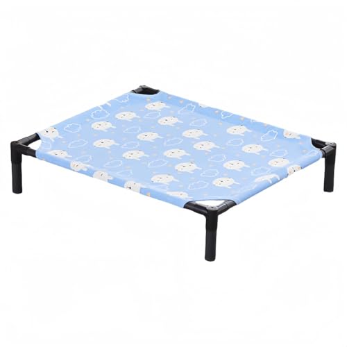 Buccvutペットベッド 夏用 犬用 猫用 脚付き コット キャンプベッド 小型犬用高床式ベッド 猫の冷却ベッド 犬の冷却ベッド 高架猫ベッド 猫ハンモック 猫の寝床 通気性 寝床 猫用ベッド 犬用ベッド (青いウサギです,60*50*12cm)