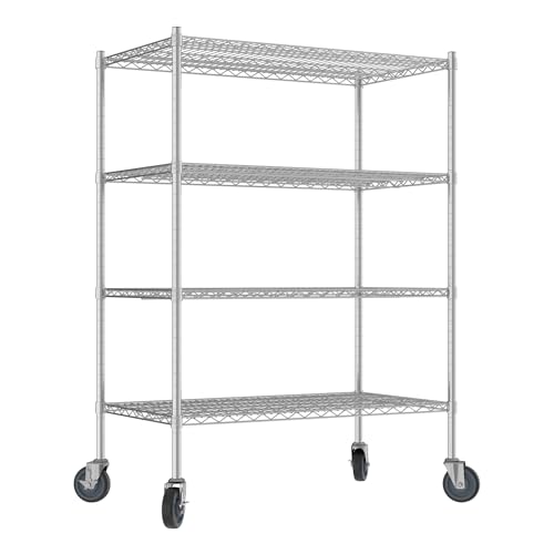 QUIET BOOK Commercial NSF Listed Chrome Mobile Wire Shelving Kit 24