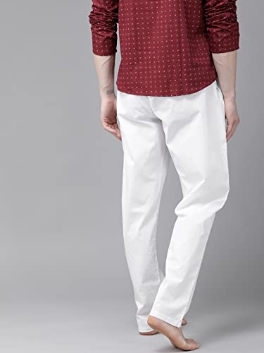 Image of See Designs White Cotton Regular Fit Pyjamas Drawstring Closure