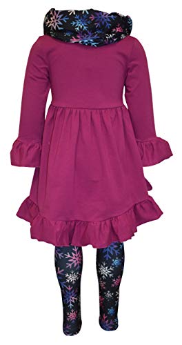 Image of Unique Baby Girls Kids Toddler 3pc Outfit Set Long Sleeve Cotton Blend Tunic Top Leggings and Scarf