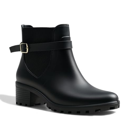 Bota Galocha Feminina Impermeável Cano Curto Para Chuva (Preto, Medio, BR, Adulto, Faixa Numérico, 35, 36)