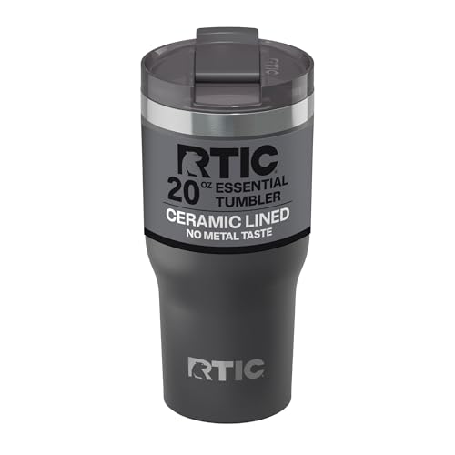 RTIC 20oz Essential Tumbler with Lid, Ceramic Lined, Insulated, Stainless Steel, Metal, Double Wall...