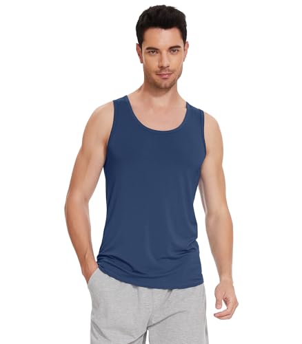 WiWi Viscose from Bamboo Men's Tank T-Shirt Soft Crewneck Undershirts Moisture Wicking Sleeveless Tanks Undershirt S-XXL