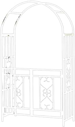 Metal Garden Arbor with Gate, Heavy Duty Arch Trellis for Climbing Plants & Flowers, Fence Pergola Support Rack for Outdoor Garden Patio Lawn Backyard Decoration(Black)