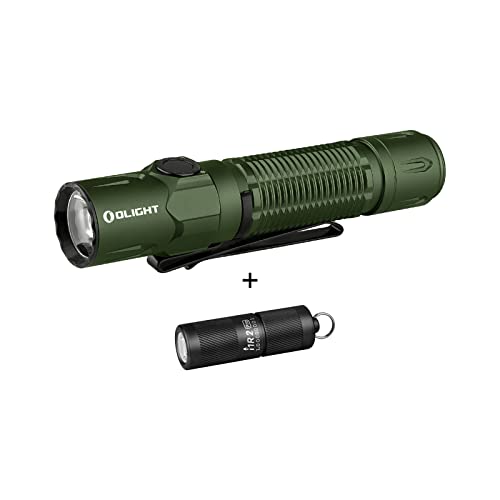 OLIGHT Warrior 3S 2300 Lumens Rechargeable Tactical Flashlight with I1R 2 Pro Eos 180 Lumens EDC Rechargeable Keychain Flashlight