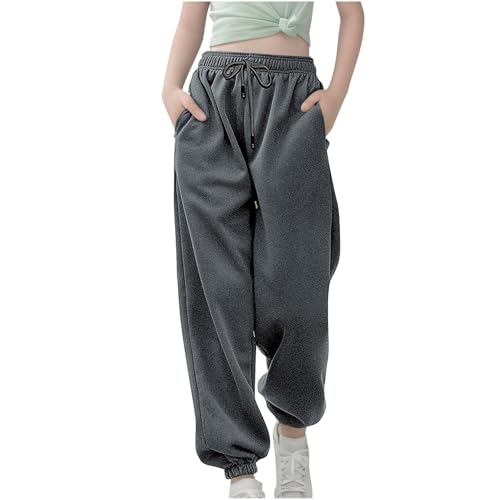 Teen Girl's Sweatpants 2025 Cinch Bottom Joggers for Kids Lightweight High Waisted Gym Loose Trousers with Pockets
