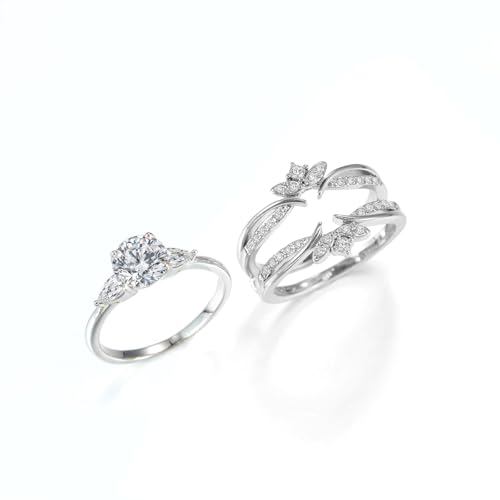 Luxury Wedding Ring Sets for Women 1.5CT Round AAAAA CZ White Gold Plated Engagement Ring Tungsten Wedding Band4