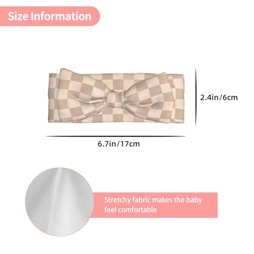 Beige Checker Print Baby Girl Bows Headbands Baby Girls Newborn Headbands Infant Toddlers 0-6 Months3