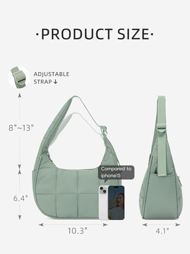 Image of WESTBRONCO Small Puffer Crescent Shoulder Bag for Women, Nylon Quilted Shoulder Purses, Puffy Handbags with Adjustable Strap