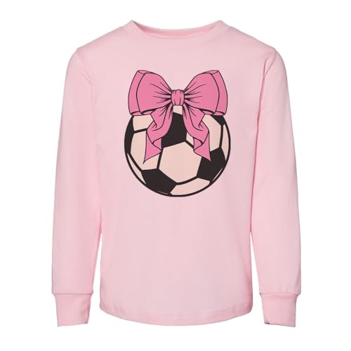 Soccer Pink Bow Toddler Kids Long Sleeve T-Shirt