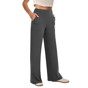 COPYLEAF Wide Leg Pants Woman High Waist Yoga Pants with Pockets Loose Stretch Dress Work Sweatpants Casual Lounge