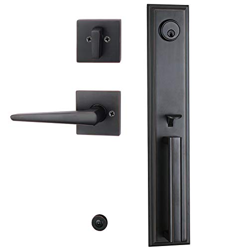 Entry Handleset Bronze Single Cylinder With Knob Handle For Entrance And Front Door Reversible For Right And Left Handed Deadbolt Handle Set Oil Rubbed Bronze Finish,Mdhst201110B-Amz #TOP10