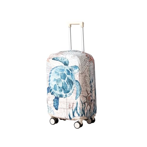 Image of HOKIPO Suitcase Covers for Trolley Suitcase, 220gsm Durable and Washable, Small (18-19inch) - Ocean Turtle (AR-6343-D7)