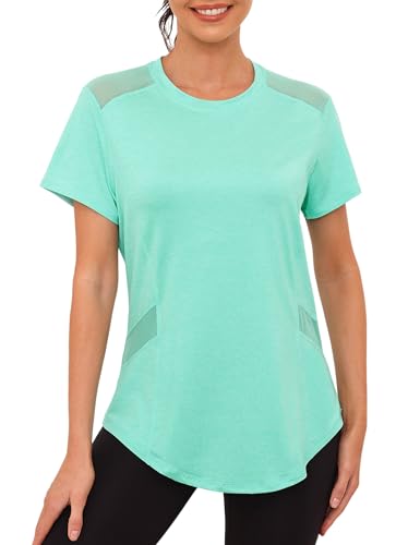 Gyabnw Camisetas Deportivas para Mujer de Manga Corta Camisetas Funcionales con Cuello Redondo Camiseta para Correr Fitness y...