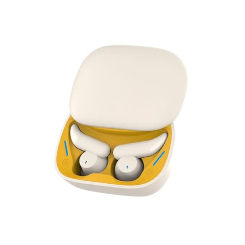 骨伝導 集音器イヤホン しゅうおんき 骨伝導ヘッドセット 片耳 イヤホン 開放型 超小型 開放型 イヤホン Hi-Fi音質 ハンズフリー通話 超軽量小型 外音取込み高齢機能(Yellow)
