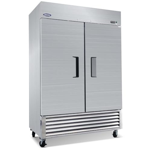 pidock 54 in Commercial Refrigerator 49 Cu.ft Stainless Steel Upright Fridge with 2 Solid Doors Reach-In Refrigerators, ETL Certified for Restaurants, Grocery Stores