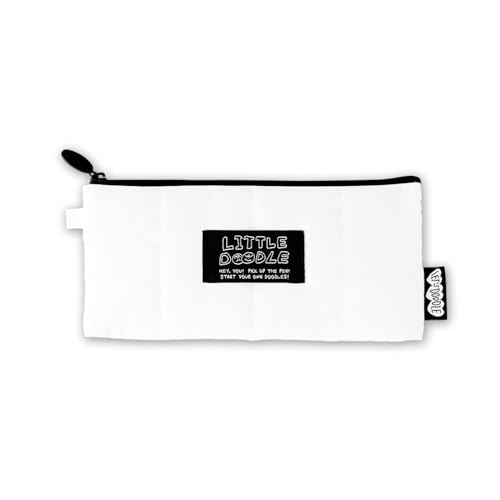 Image of Monolike Little Doodle Cushion Pencil Case, White - Pencil Pouch, Portable Pencil Bag, Pencil Case, Office Pouch case, Cushion, Soft, achromatic color