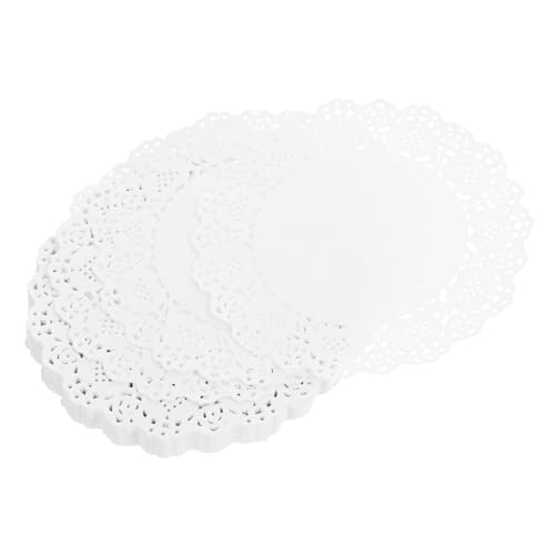 Unomor 200pcs Round Paper Doilies Hollow Paper Placemats Oil Absorbing Pad for Desserts Cakes