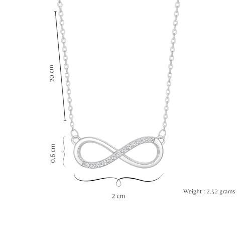 Image of Nilu's Collection Infinity Pendant Necklace with American Diamond Stones For Women| Lightweight | Anti-Tarnish | Anti- Tarnish | Office Wear
