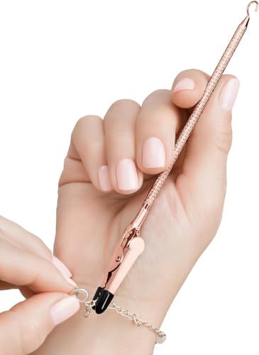 Mission Gallery Bracelet Helper Tool with Hook - Fastener Helper Tool for Bracelet Necklace Jewelry Watch - Clip Clasp Helper - Portable Easy-to-Use Made of Metal - Rose