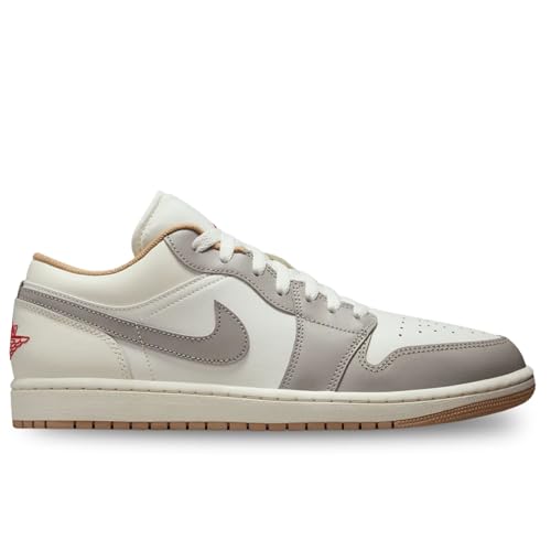 Air Jordan 1 Low Men's Shoes (Sail/College Grey/Hemp/Fire Red)2
