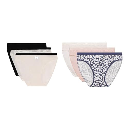 DIM Pack De Bragas Les Pockets Cotton Stretch x6, Black/White/Pink/Grey, L 6 para Mujer