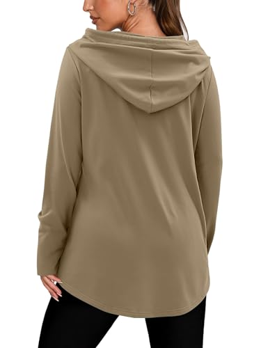 BETTE BOUTIK Womens Quarter Zip Tunic Hoodies Pullover Long Hooded Sweatshirts S-3XL