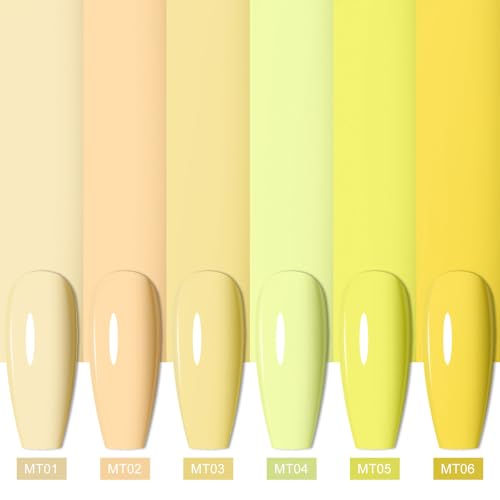 Set de esmaltes en gel amarillo pastel de 6 piezas miniatura 4
