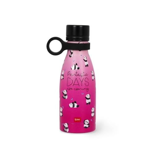 Legami - Vacuum Bottle Hot & Cold Mini, Borraccia Termica leggera e resistente, Chiusura Ermetica, Manico in Silicone removibile, in Accaio Inox, Capacità 300 ml, Tema Panda