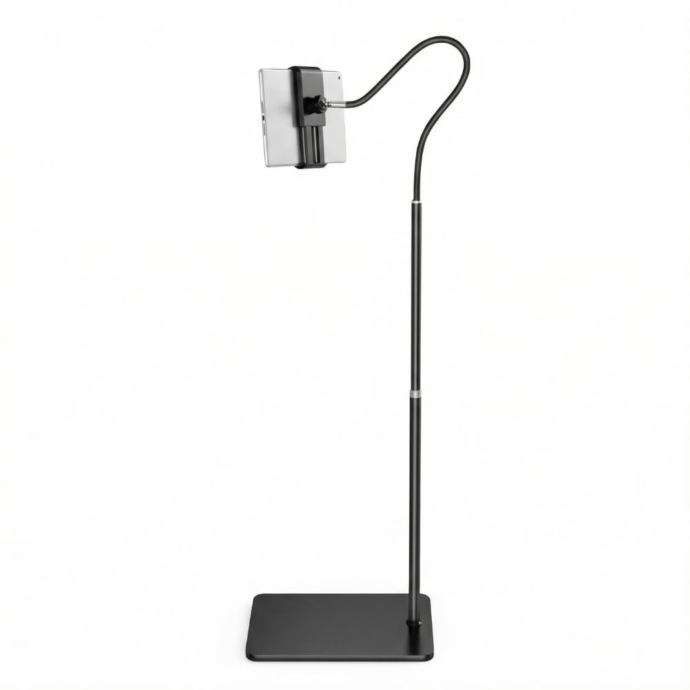 Soporte de Suelo para Tablet y Móvil 135cm Cuello de Cisne Flexible 360° Base Estable Universal Compatible con iPad Pro Air Mini Samsung Galaxy Tab iPhone Switch 12-18cm