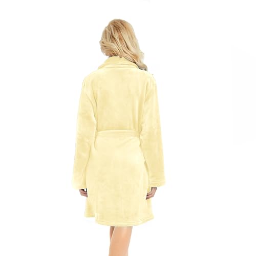 Image of U2SKIIN Women Fleece Robe, Short Cozy Plush Robes for Womens Soft Shawl Collar Warm Spa Bathrobe