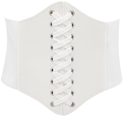 LIMHOO Leather Corset Belt for Women Elastic Costume Waist Belt Lace-up Tied Waspie Corset Belt