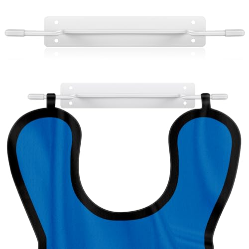 Image of Zonon 1 Pcs X-Ray Apron Hanger 15 x 2 Inch White Coated Apron Rack for X-Ray Radiation, Stainless Steel, Wall Mount