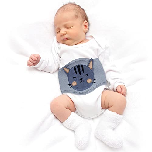 CEVVIZZ Baby Gas Relief-Microwavable Belly Band for Relieving Gas Pains of The Baby, Thermal Waistband with Natural Cherry Pits - Beautiful Gift Box (Grey)