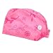 Pink Flower 2 Pieces Unisex Working Caps with Buttons Adjustable Bouffant Hats Tie Back Caps