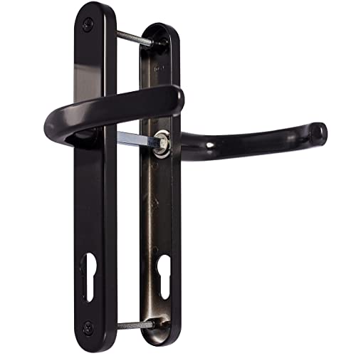UPVC Door Handles - Black - Lever/Lever - 92mm PZ (Centres) - 210mm Screw to Screw - Backplate 242mm X 34mm - UPVC Door Handle - External Door Handle - Black Replacement UPVC Door Handles